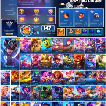 Mobile Legends: Bang Bang Accounts #4407 147 Skins | Badang Pegasus Seiya (SAINT SEIYA) | Vale Gaara (NARUTO) | Cyclops