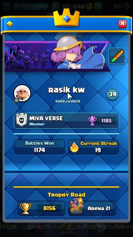 Clash Royale Accounts Starter Lv 39|Trophy 8156|KTL 13|Limited Skin|Total Card 121| 2 HERO,9 EVO,8 Camps 21 Legend 33 Epic 6