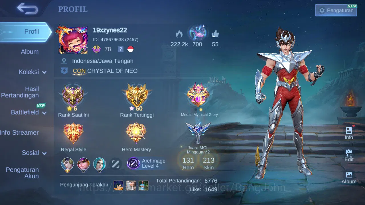 Mobile Legends: Bang Bang Accounts GLOBAL Hero 131 Skin 213 | CC Nata | Blazing Franc image 17