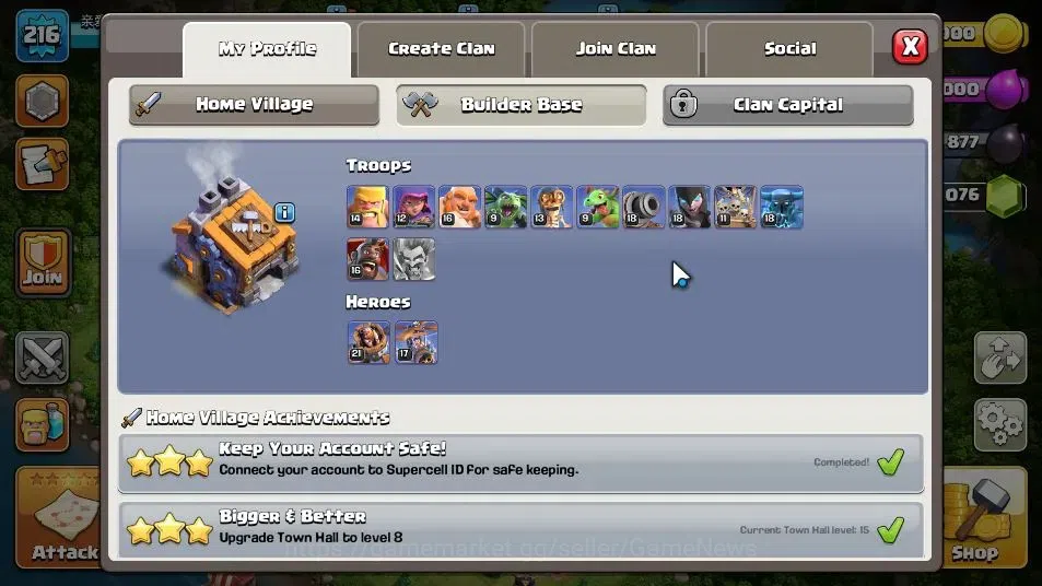 Clash of Clans Accounts LV 216|TH 15 MAX-BH 9|HH 9|Limited Skin|BK 81,AQ 9 image 5