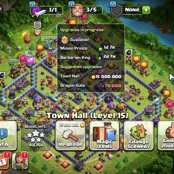 Clash of Clans High-End LV 216|TH 15 MAX-BH 9|HH 9|Limited Skin|BK 81,AQ 9 image 1