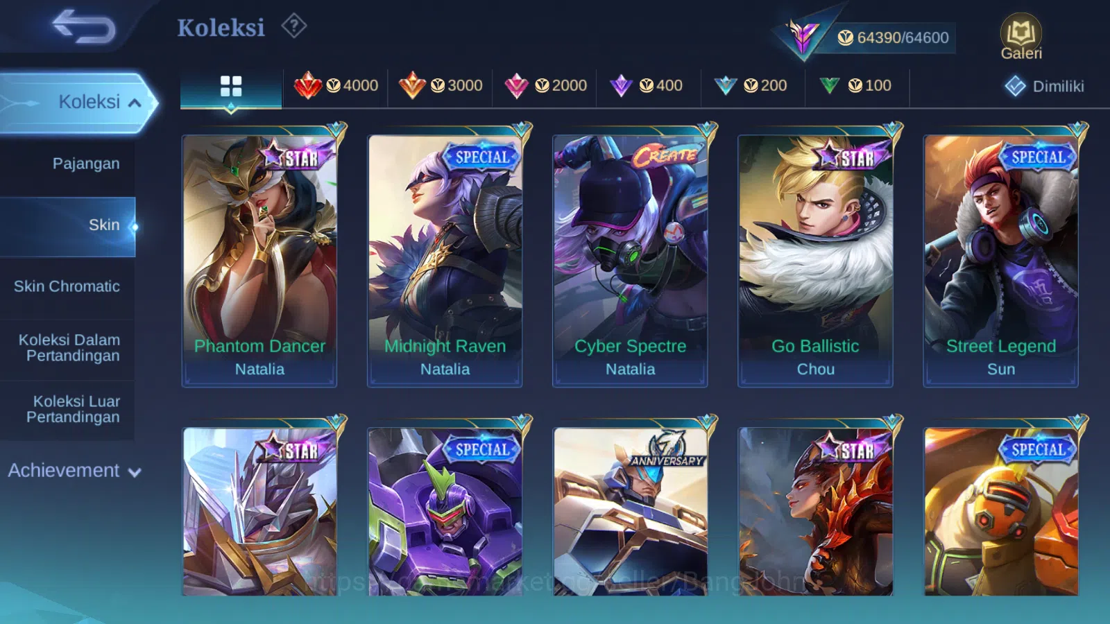 Mobile Legends: Bang Bang Accounts Others Hero 125 | Skin 235 | Legend Alucard | Prime Beatrix | Collector Pharsa | Clouds 10