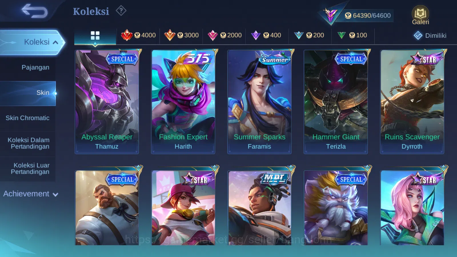 Mobile Legends: Bang Bang Accounts Others Hero 125 | Skin 235 | Legend Alucard | Prime Beatrix | Collector Pharsa | Clouds 12