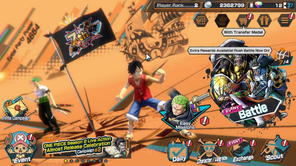 One Piece Bounty Rush Accounts Starter Global| 3 EX | The 4 Emperors Monkey D.luffy,Seraphim S-Snake,FILM Z Zephyr |GF 10