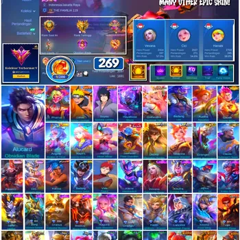 Mobile Legends: Bang Bang Accounts #4382 269 Skins | Alucard Obsidian Blade (LEGEND) | Guinevere Daybreak Halo (ASPIRANT