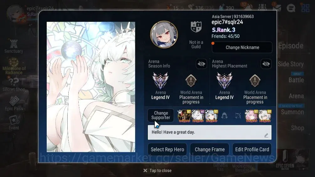 Epic Seven Accounts ASIA UNVerif|ENDGAME|20ML(Notos,LOTScales,WOTM Tne image 2