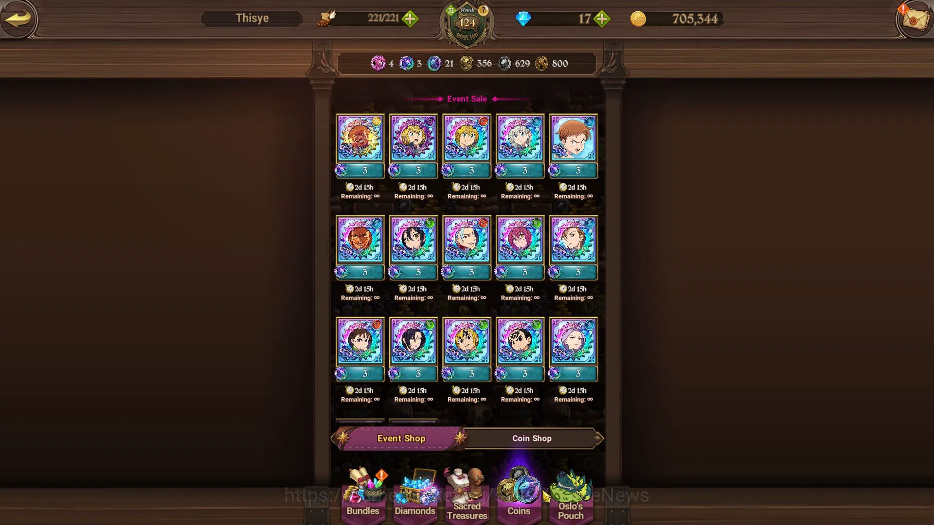 The Seven Deadly Sins: Grand Cross Accounts Midgame Asia|5M CC|4 LR+9 UR+Many 14