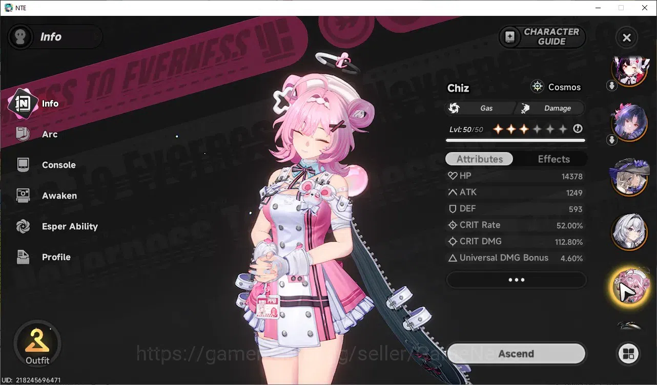 Neverness to Everness Accounts GLOBAL SEA|HL 43|TL 28|8 SSR (HotoriA3+Skin,Lacrim image 12