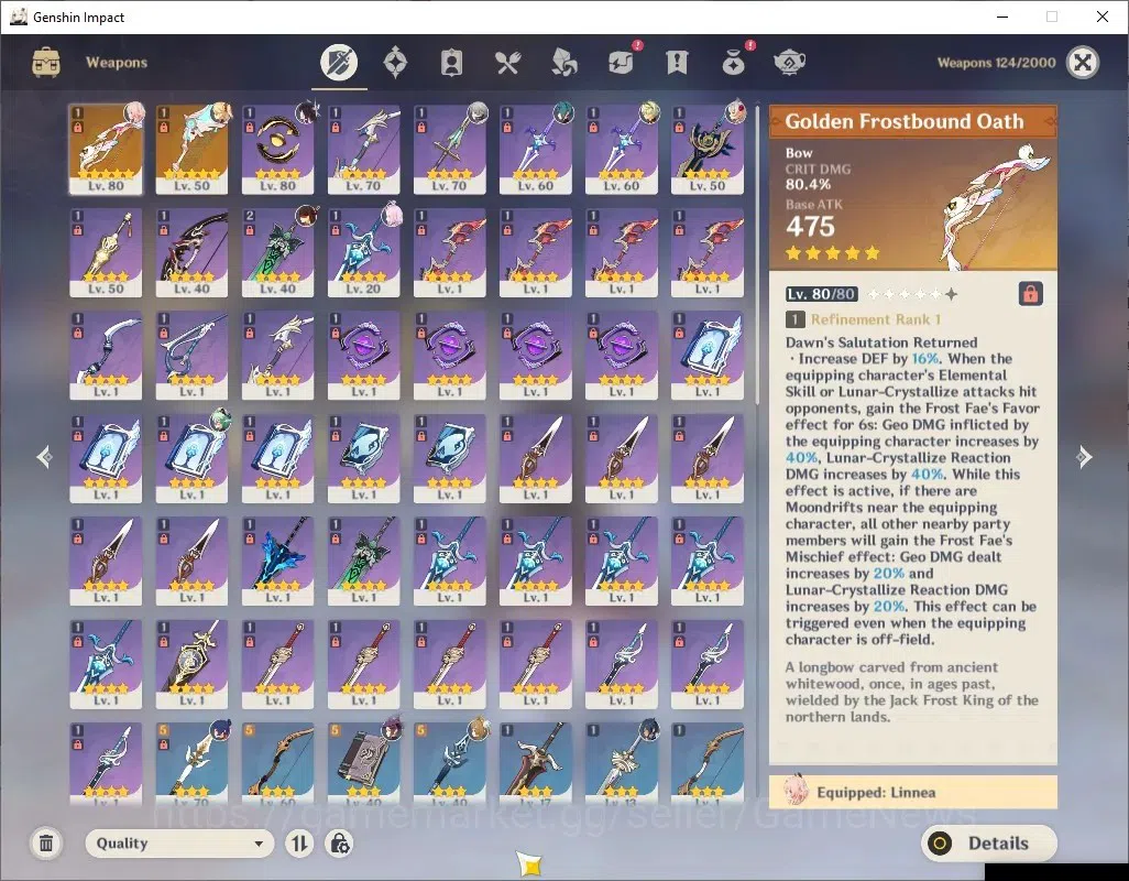 Genshin Impact Accounts ASIA |AR50 |3 Limit + 2 (*5WP) |Linnea + Signature image 7