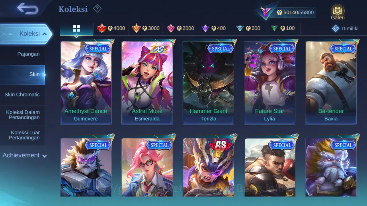 Mobile Legends: Bang Bang Accounts Others Hero 131 Skin 250 | KOF karina | CC Natalia | Dtamer Valir | Seiya Badang | Epic 12