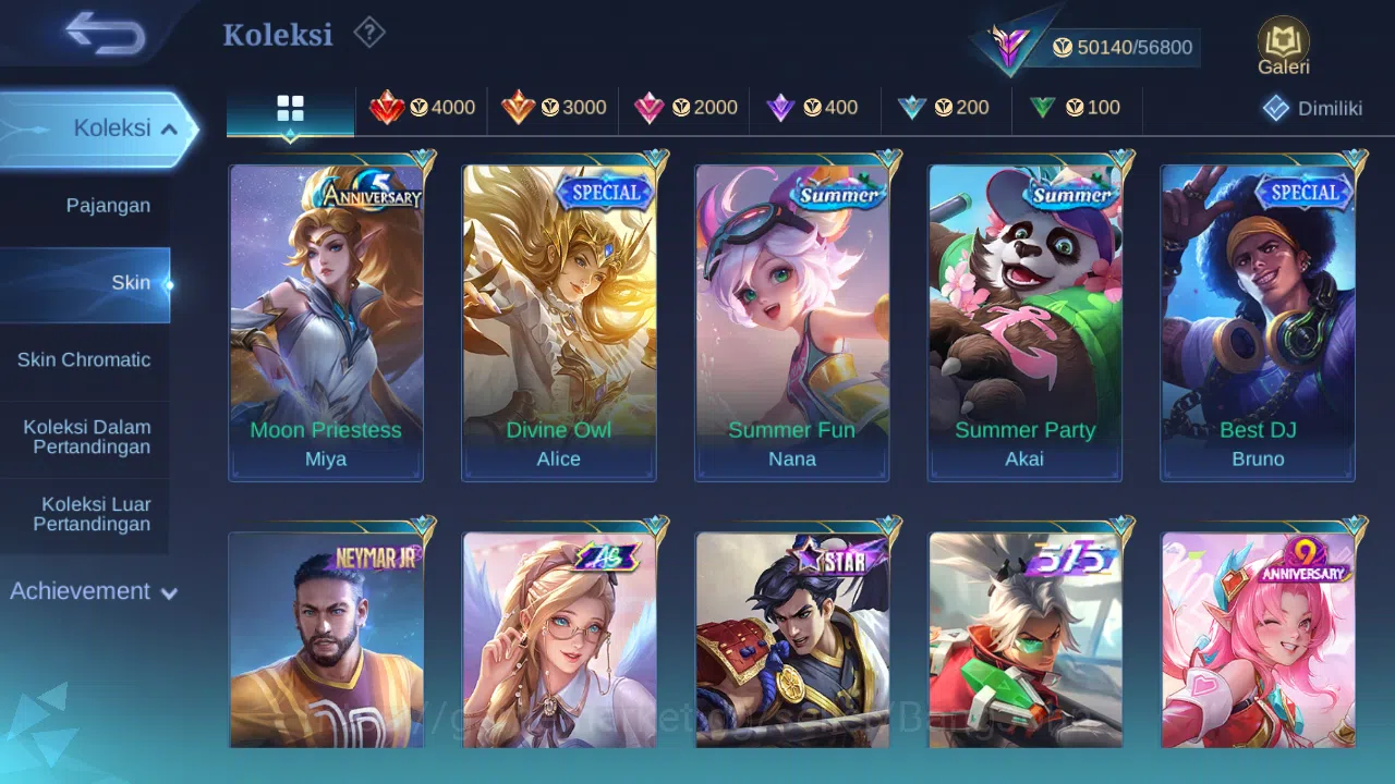Mobile Legends: Bang Bang Accounts Others Hero 131 Skin 250 | KOF karina | CC Natalia | Dtamer Valir | Seiya Badang | Epic 8
