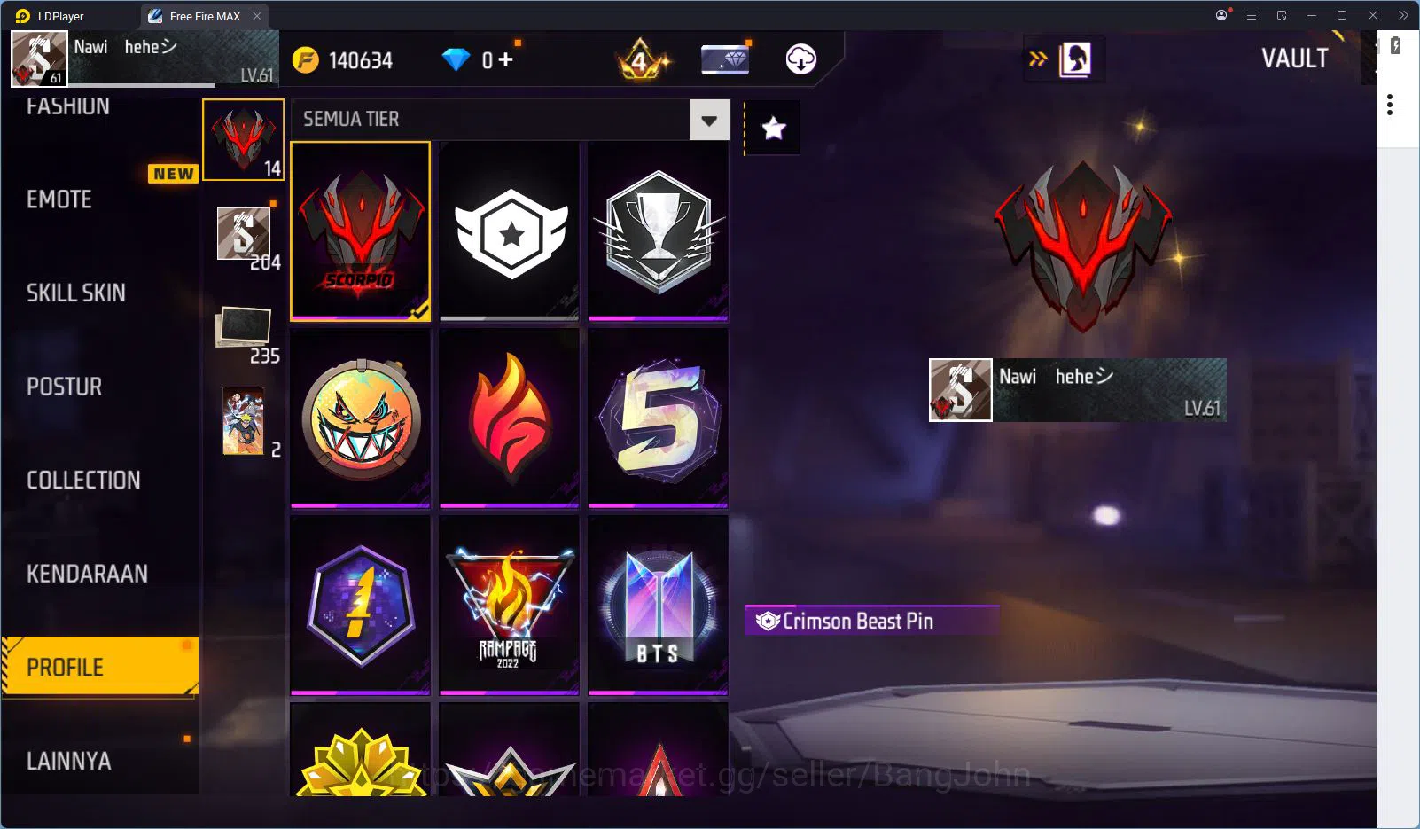 Free Fire Accounts Indonesia Vault 303 | Blueblock Bundle | Jiraiya B image 11