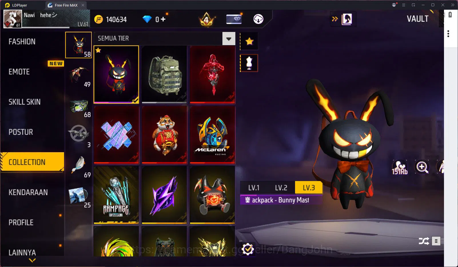 Free Fire Accounts Indonesia Vault 303 | Blueblock Bundle | Jiraiya B image 13