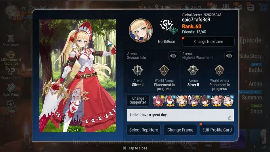 Epic Seven Accounts GLOBAL Verif|9 ML[LOTScales,EIlynav,Belian,Straze, image 3