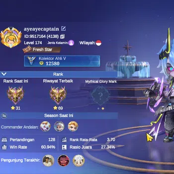 Magic Chess: Go Go Accounts High Mytick69|37Commander 22 Max|54 Skin Epic Go1 Yuzong,12 Special,30 Elite,7 Painted|6