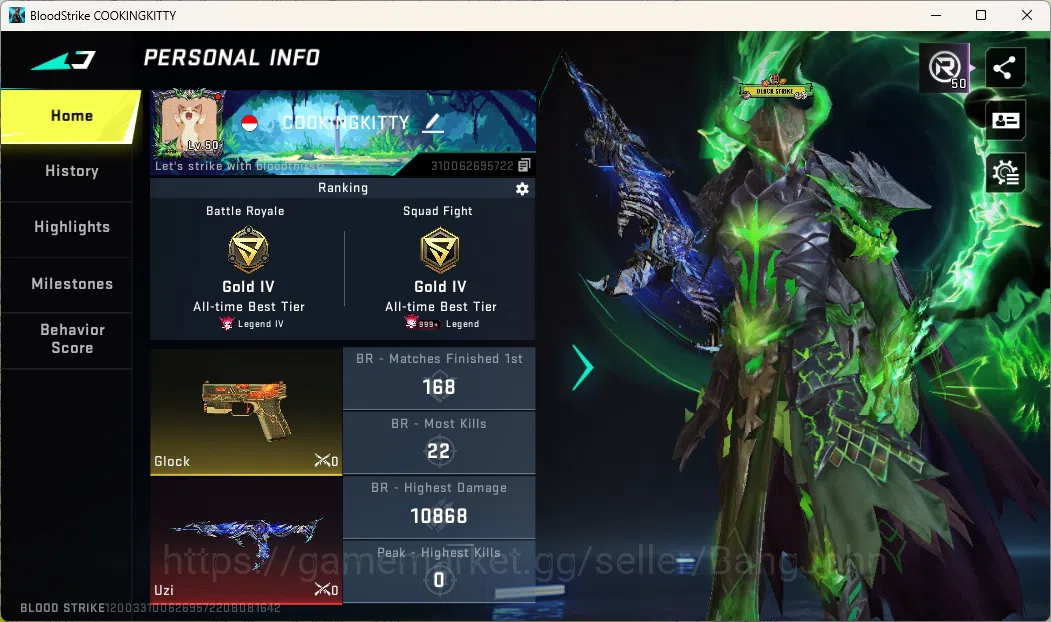 Blood Strike Accounts Others ASIA |2 Eternal Striker| 9 Eternal: MP5,Uzi,Galil,AK47,Kala,KAG-6,M700,Kar98k,QBZ95|3 Ultra 1