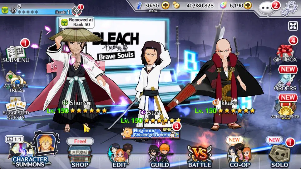 Bleach: Brave Souls Accounts Starter [GLOBAL]6k Orbs+Fresh All Story|Fierce Stark,JPN Parasol Ikkaku,Shunsui Tag Team|Klab