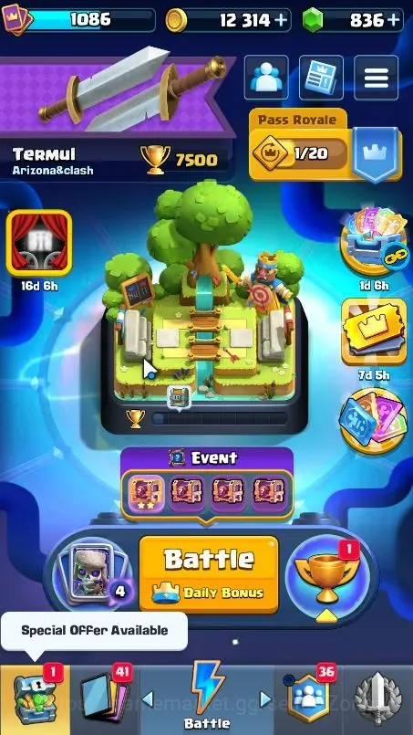 Clash Royale Accounts High-End Trophy 7500 |KTL 12|111/123 Cards |0 Champ |11 Evo |Arena 20| 12,3K Gold| GEM 836+|Poteck 1