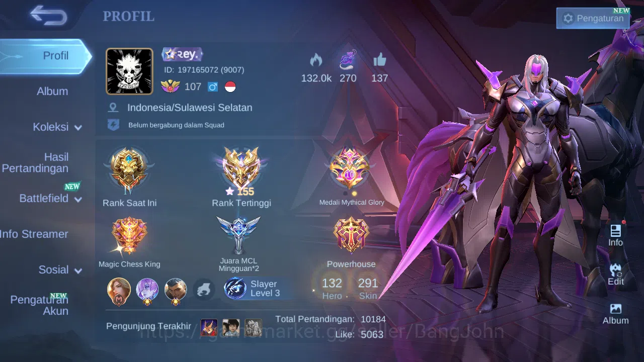 Mobile Legends: Bang Bang Accounts Hero 132 Skin 291 | Abbys Leomord | Annual Haya | image 1