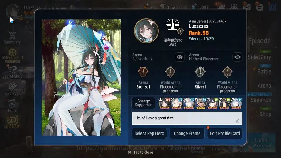 Epic Seven Accounts ASIA UnVerif|New Era|15 ML(Salome,BW Iseria,E Ilyn image 2