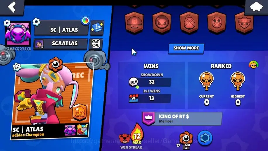 Brawl Stars Accounts 1024 Trophy|16 Brawler 2 Max (Shelly,Edgar) |14k Bling| 1 Legend [Cyber Shelly] 1 Myth [Gridiron Otis 3