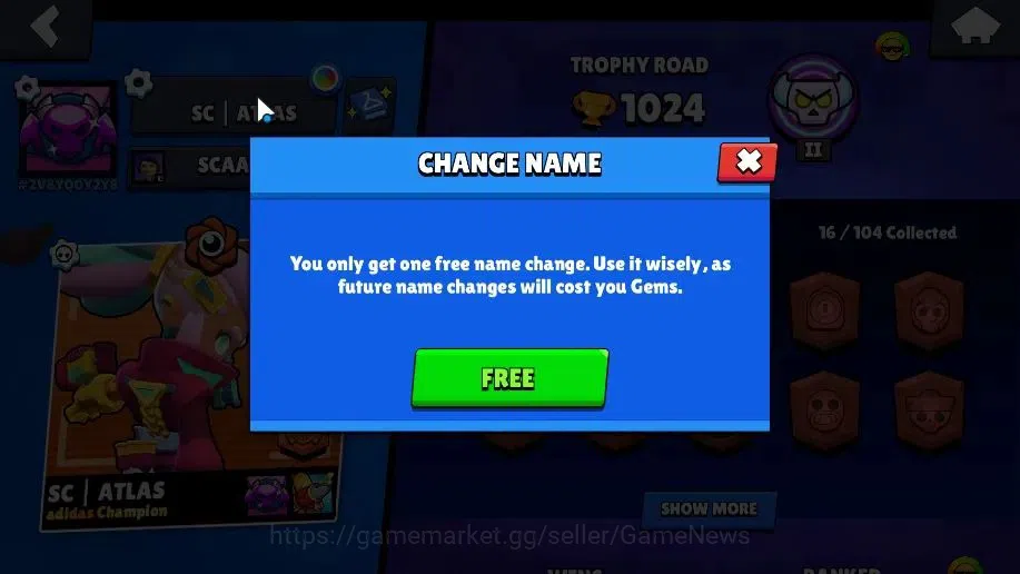 Brawl Stars Accounts 1024 Trophy|16 Brawler 2 Max (Shelly,Edgar) |14k Bling| 1 Legend [Cyber Shelly] 1 Myth [Gridiron Otis 4