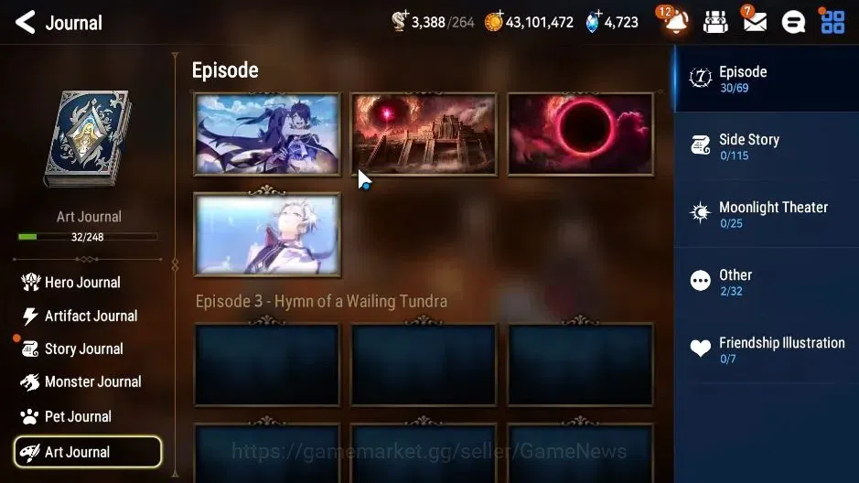 Epic Seven Accounts Starter GLOBAL|UnVerif|5 ML(Salome,Har Setti,ABys Yufine),AFS Flan,Landy|Untouch Theater|4,7K SStone+3K 19
