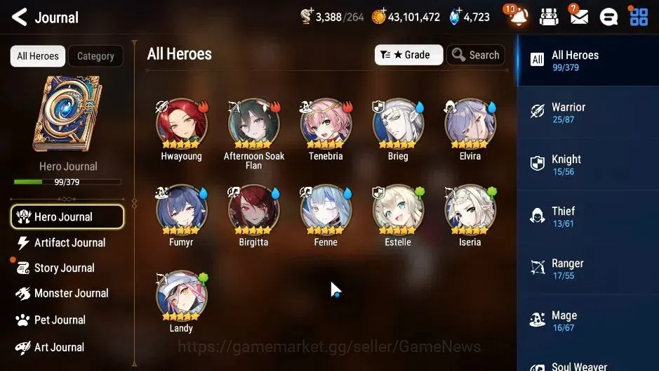 Epic Seven Accounts Starter GLOBAL|UnVerif|5 ML(Salome,Har Setti,ABys Yufine),AFS Flan,Landy|Untouch Theater|4,7K SStone+3K 7