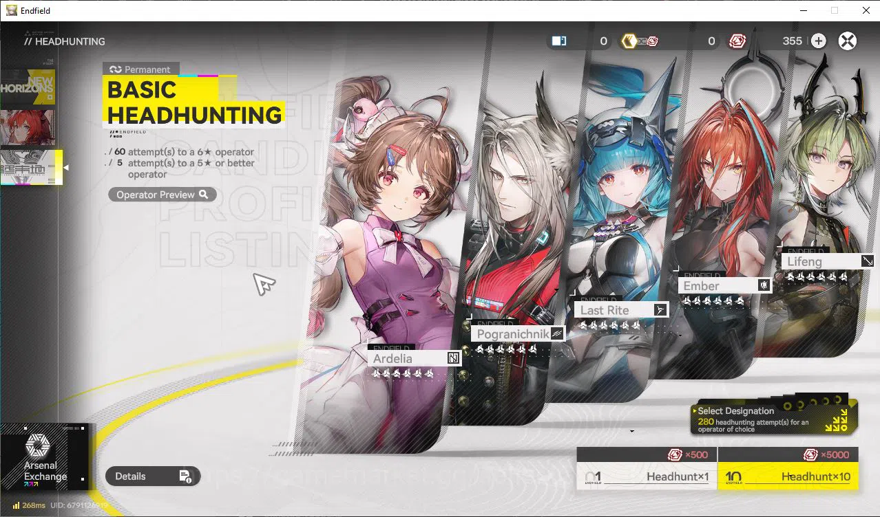 Arknights: Endfield Accounts NA/EU Lv2 | 2SSR (Ardelia,Last Rite) + 5SR Operators | 2 5*WP | 355Oro 13