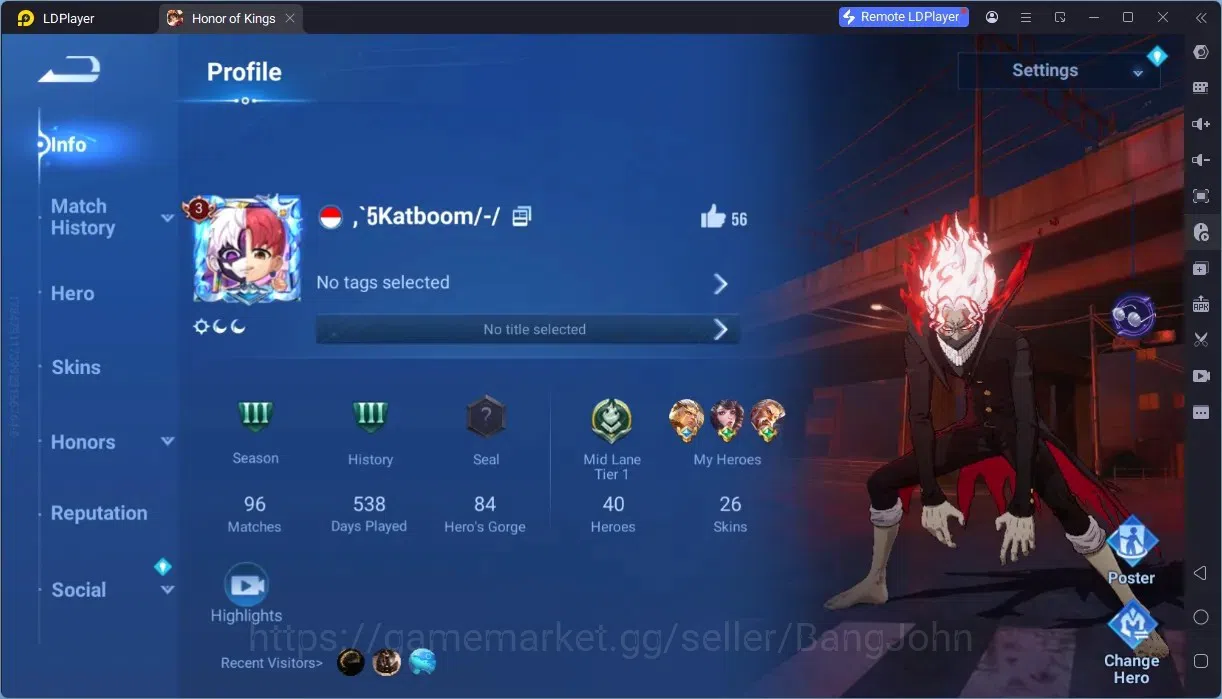 Honor of Kings Accounts Rare Skin Global | 40H 26S |Precious Okurun|1 Legend|4 Epic|DanDan Daji|1 LIMITED|3 HonorPass|More 1