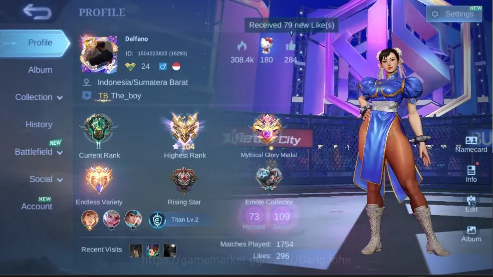 Mobile Legends: Bang Bang Accounts Others Global|109S|Expert|Guinevere StreetFighter,Sanrio Floryn,Zodiac Odette,Nana 1