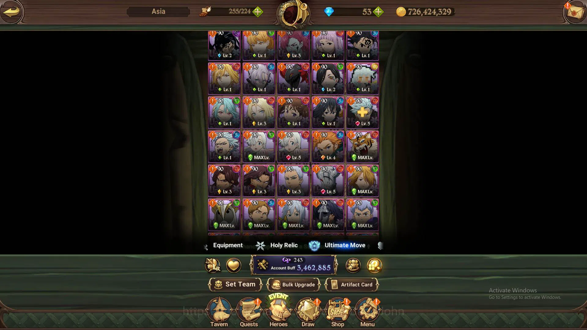 The Seven Deadly Sins: Grand Cross Accounts Others ASIA | 3,4M CC | 6 UR, DKM 2/6, Lancelot 2/6, Meli Eliza, King Diana 13