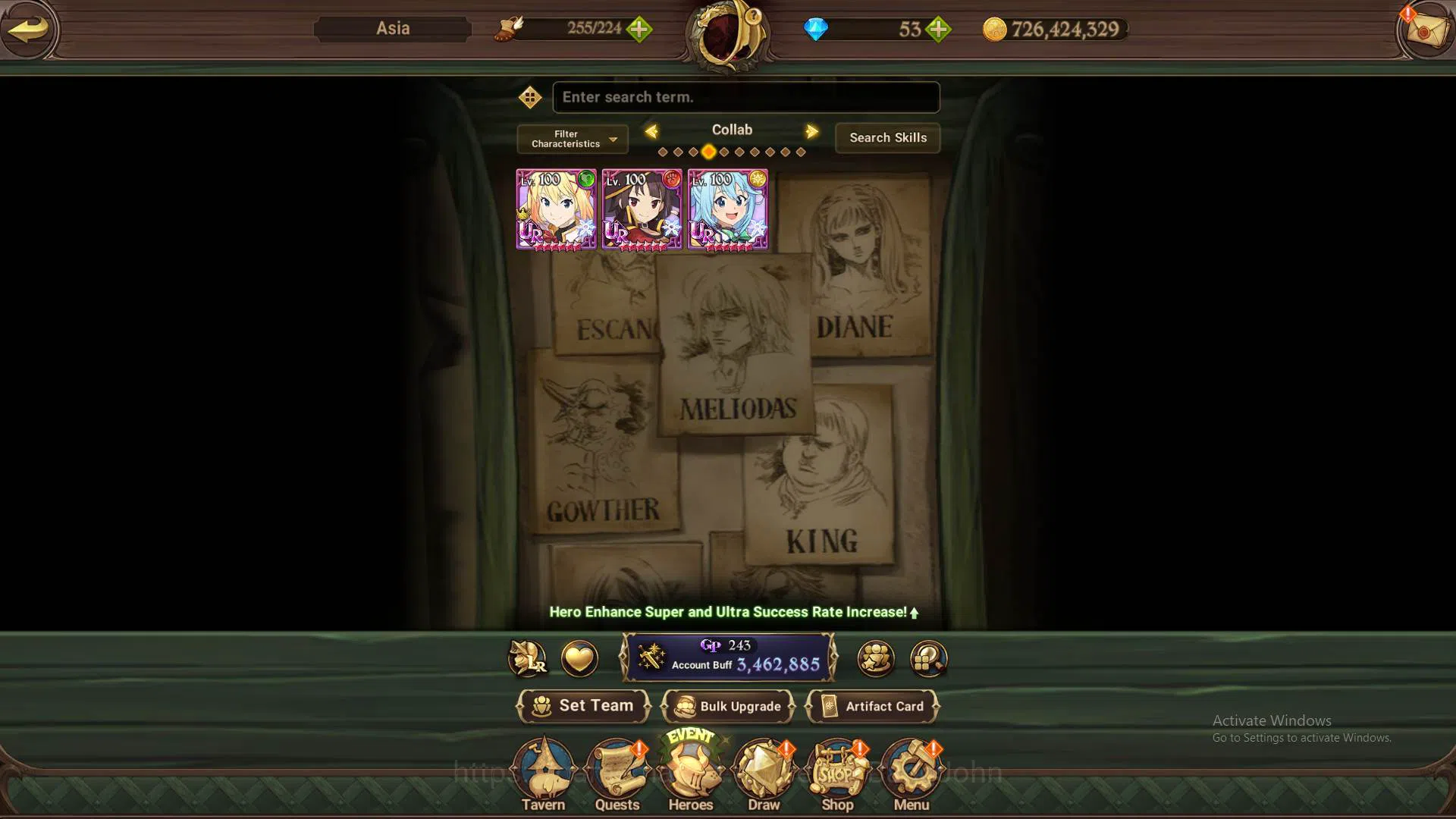 The Seven Deadly Sins: Grand Cross Accounts Others ASIA | 3,4M CC | 6 UR, DKM 2/6, Lancelot 2/6, Meli Eliza, King Diana 9