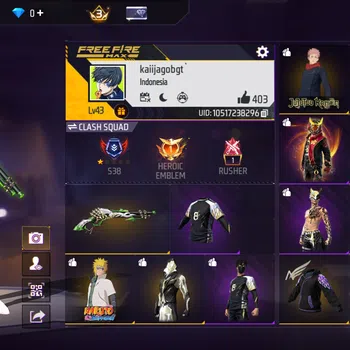 Free Fire Accounts INDONESIA - M1887 LUMUT - EMOT KEREN - BUNDLE MINATO - SET ELIT CS