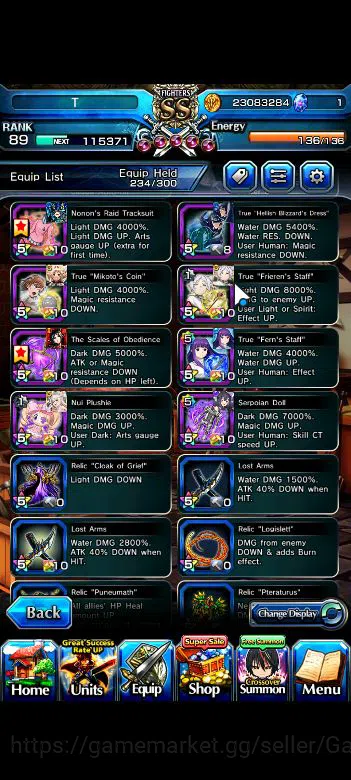 Grand Summoners Accounts Mid-Game Global|Rank 89|Mid Game|16 Ascend+8 11