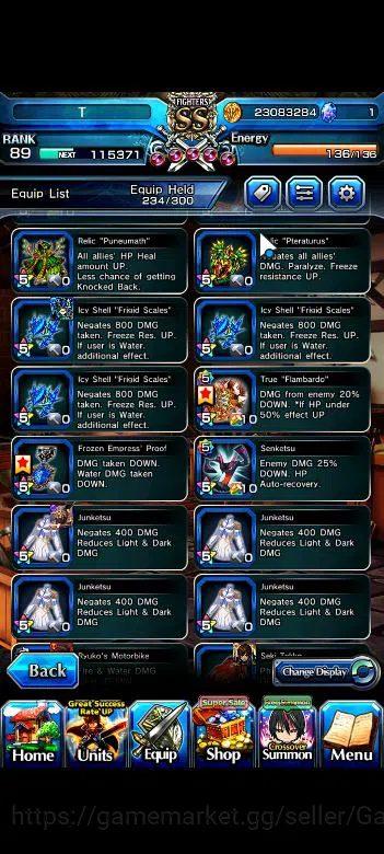Grand Summoners Accounts Mid-Game Global|Rank 89|Mid Game|16 Ascend+8 12