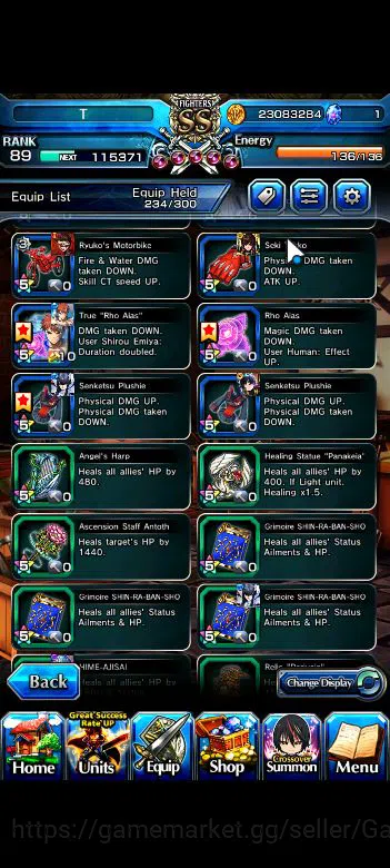 Grand Summoners Accounts Mid-Game Global|Rank 89|Mid Game|16 Ascend+8 13