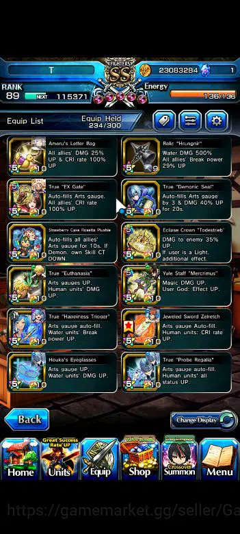 Grand Summoners Accounts Mid-Game Global|Rank 89|Mid Game|16 Ascend+8 15