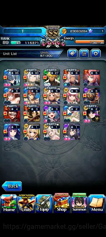 Grand Summoners Accounts Mid-Game Global|Rank 89|Mid Game|16 Ascend+8 4