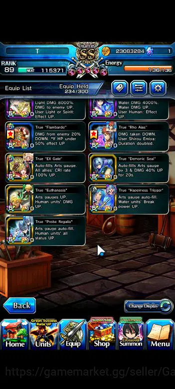 Grand Summoners Accounts Mid-Game Global|Rank 89|Mid Game|16 Ascend+8 7