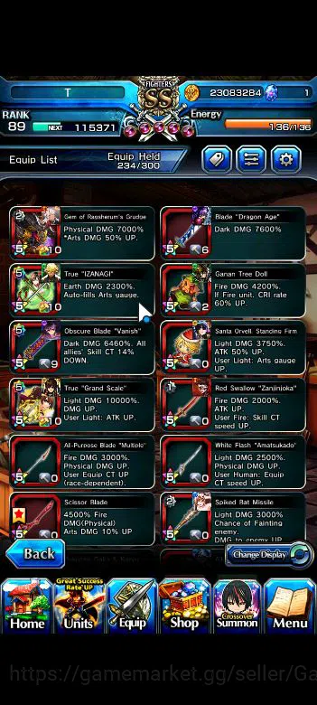 Grand Summoners Accounts Mid-Game Global|Rank 89|Mid Game|16 Ascend+8 8