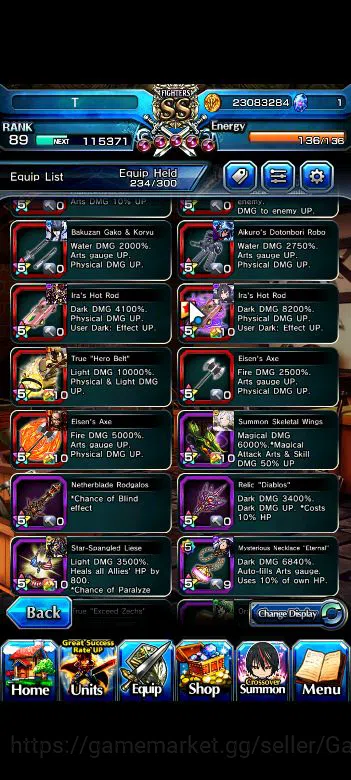Grand Summoners Accounts Mid-Game Global|Rank 89|Mid Game|16 Ascend+8 9
