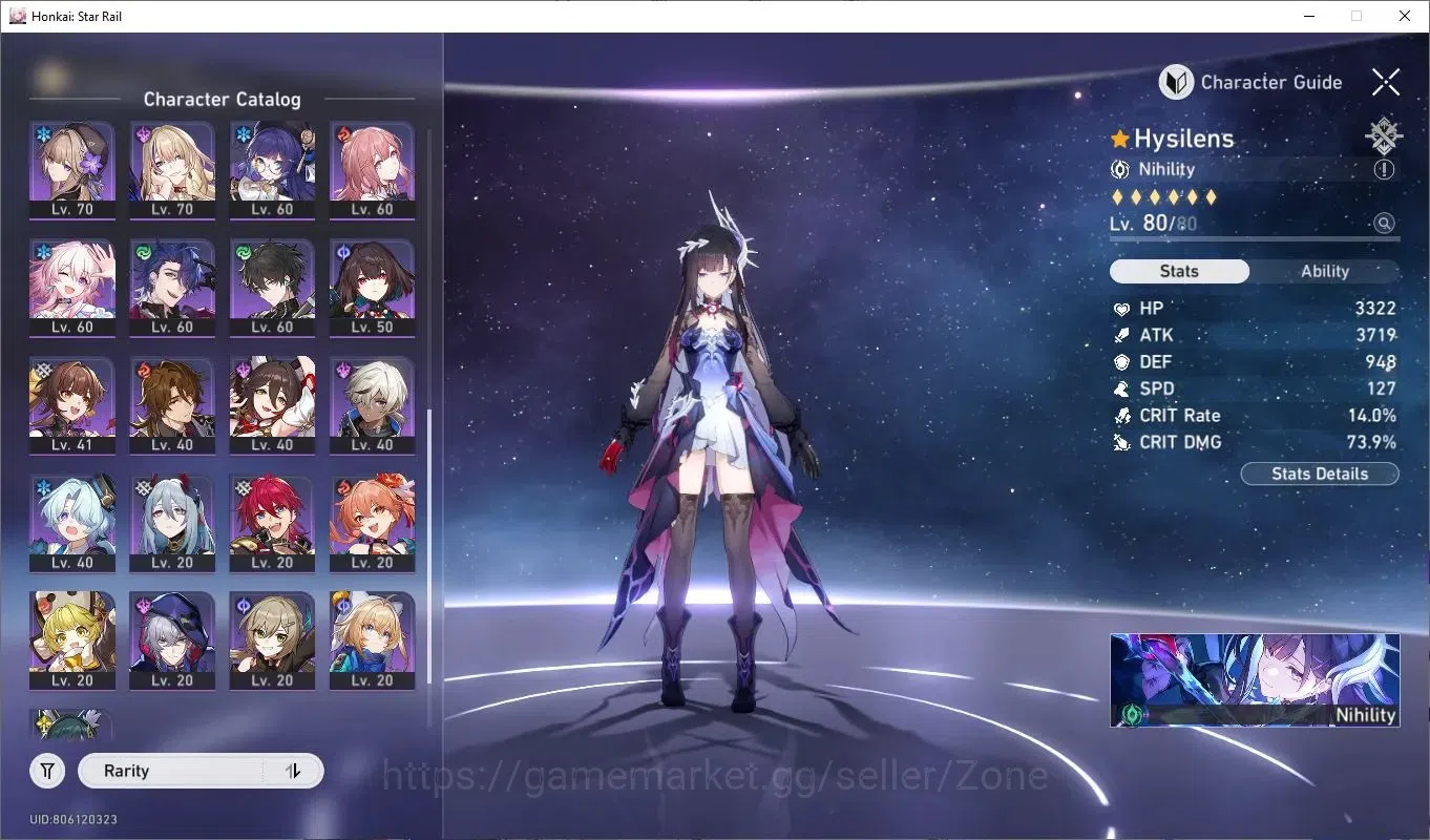 Honkai Star Rail Accounts Others ASIA|TL70|Premium DOT |12 Lim 5* incl Hysilens, Kafka, Ruan Mei, wolf 999 etc |pity 2