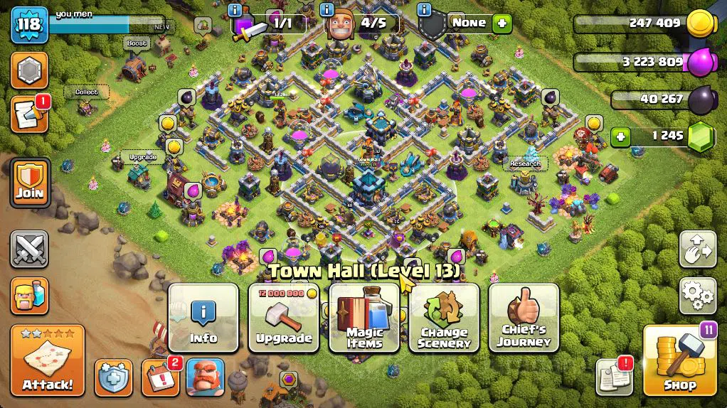 Clash of Clans Accounts Starter TH 13 - BH 8|Limited Skin|LV 118|HH 7|BK 46,AQ 48,GW 25,MP 32,RC 8|CN OFF|Protect ON|TAKE