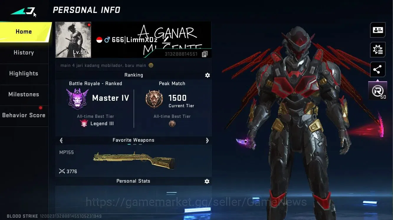 Blood Strike Accounts ASIA|2 ETERNAL[ETHAN-Alien Walker,DEagle]|Melee St image 2