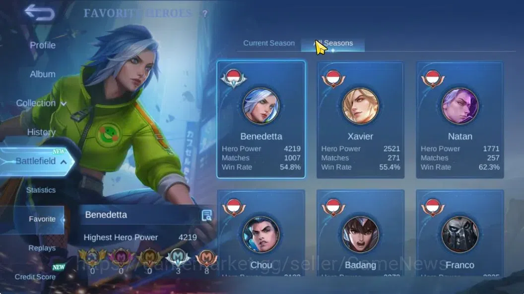 Mobile Legends: Bang Bang Accounts Hero 132|Skin 271|High Glory 91|KOF(Gusion,Karina) image 6
