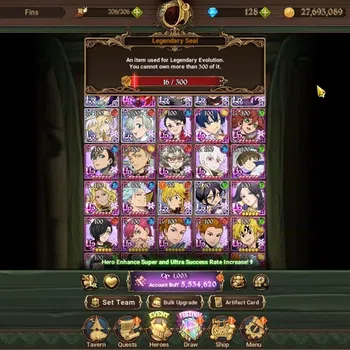 The Seven Deadly Sins: Grand Cross Accounts Endgame ASIA|5,5M CC|7 LR+9 UR+Manny Collab|N Meli6/6,Roxy4/6,Fest Merlin2/6,H