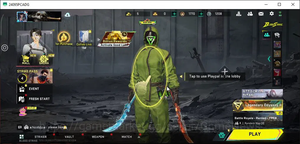 Blood Strike Accounts High-End ASIA|Ultra Melee Dual Blade Frozen Rebirth|Collab AOT M4A1 Battle of Faith|Ultra SCAR Molten 1