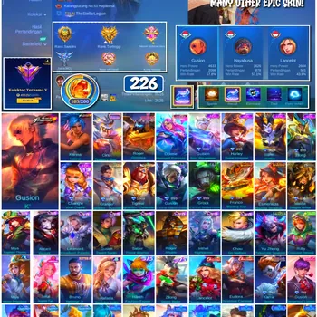 Mobile Legends: Bang Bang Accounts #4251 226 Skins | Gusion K' (King of Fighters) | Karina Leona (King of Fighters) | Roger