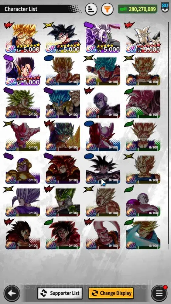 Dragon Ball Legends Accounts High-End 280M Total Power|LV 149|1LR+5UL+LL|SSRS(GokuBlack),SS(Goku 4